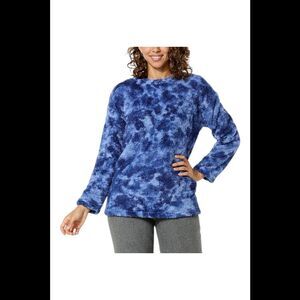 Comfort Code Women's Plush Knit Pullover Tunic Blue Tie Dye - Regular